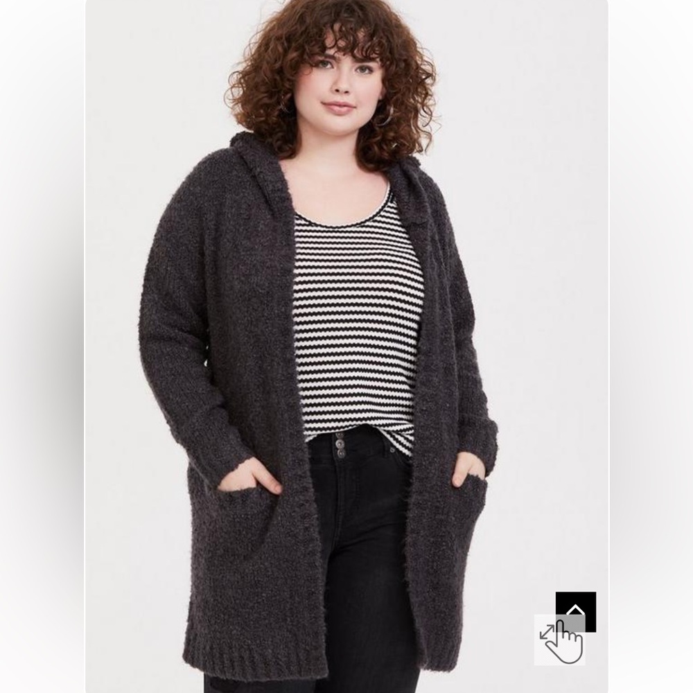 Torrid charcoal boucle hooded cardigan